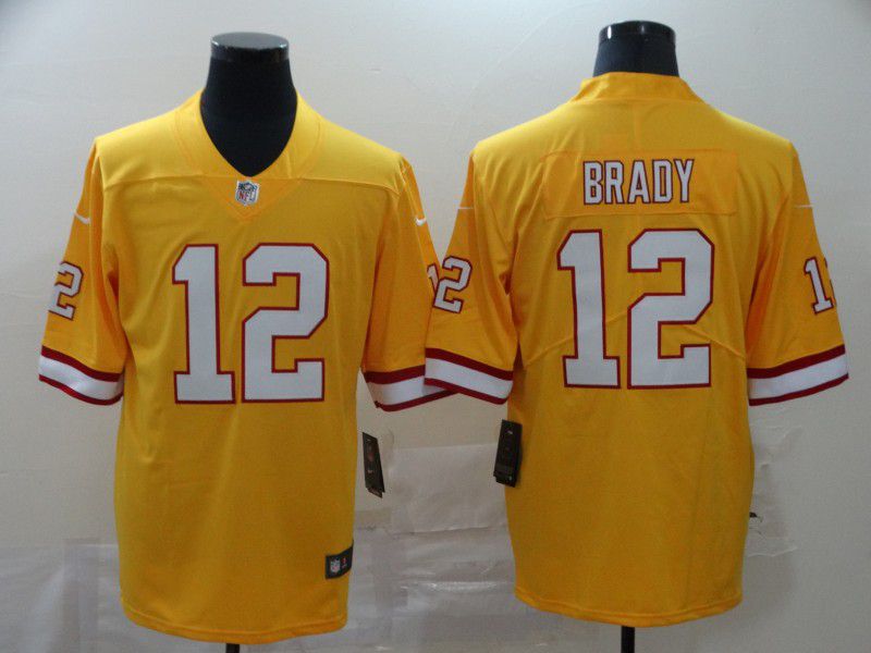 Men Tampa Bay Buccaneers #12 Brady Yellow New Nike Limited Vapor Untouchable NFL Jerseys->youth nfl jersey->Youth Jersey